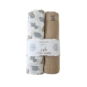 (NWT) Duck Duck Goose Safari Baby Swaddle Blanket Set - White and Tan